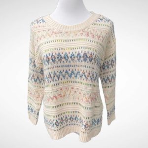 Lulumari Long-Sleeve Crewneck Patterned Sweater